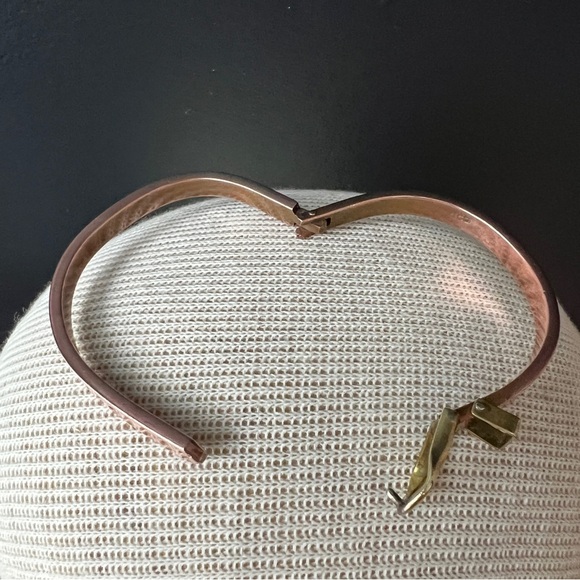 Vintage Copper & Brass Belt Buckle Bracelet Adjustable Hinged Signed Mexico 70s - Picture 4 of 7